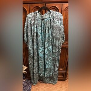 Sea Jewels Teal and Gray Leaf Print Romper with matching Coverup